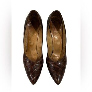 Vintage Johansen  Brown Leather Women's Heels ~ Size 8